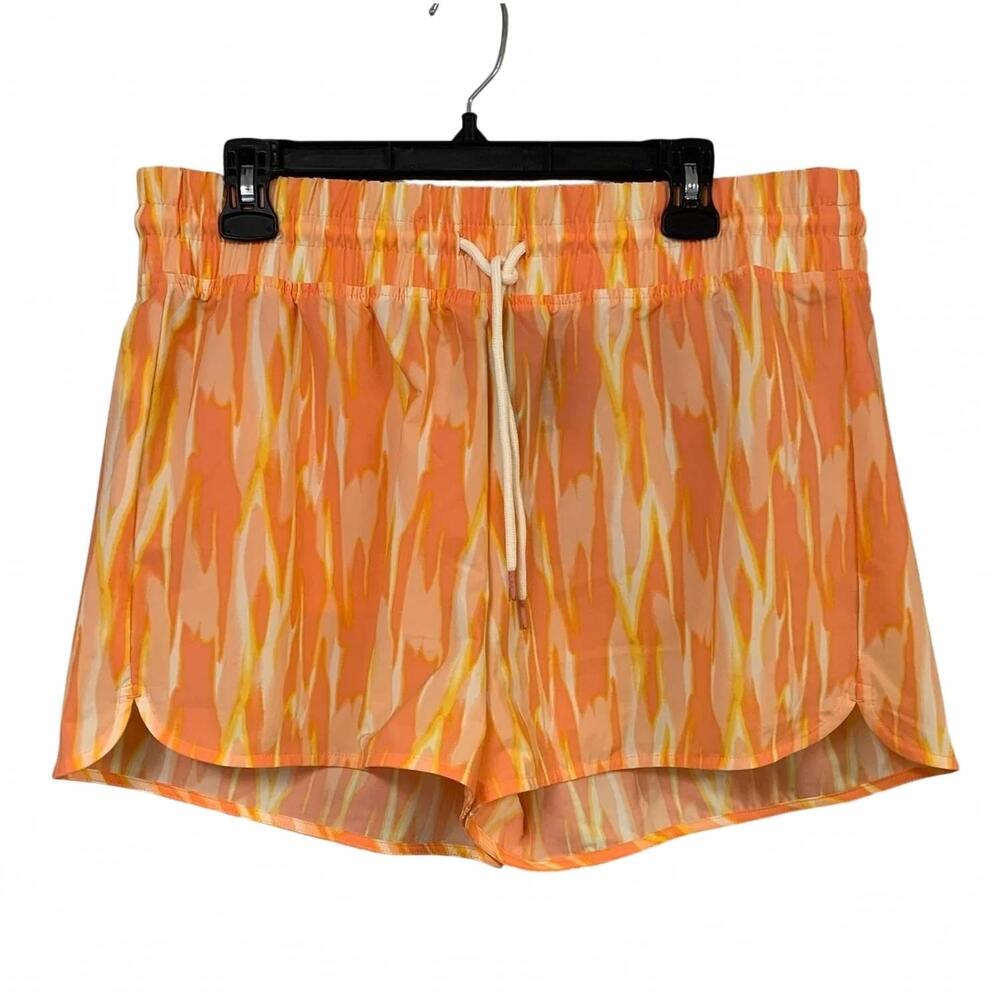 NEW EDDIE BAUER women's tidal print mango elastic shorts in orange